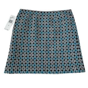NWT Nine West Teal & Gray Woven Wool Blend Above Knee Fully Lined Skirt Size 4